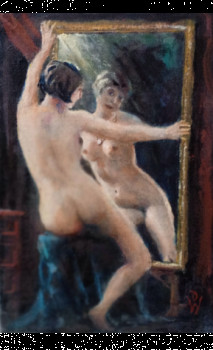 Œuvre contemporaine nommée « Devant le miroir 1 », Réalisée par DANY WATTIER