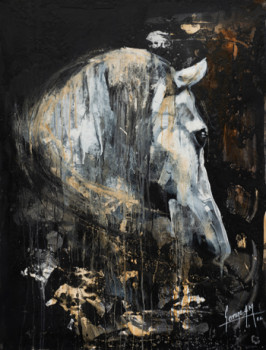 Œuvre contemporaine nommée « cheval blanc », Réalisée par ėCLABOUSSEUR D'ART
