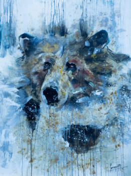 Œuvre contemporaine nommée « GRIZZLY DE NEIGE », Réalisée par ėCLABOUSSEUR D'ART