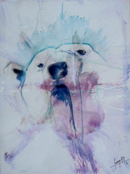 Œuvre contemporaine nommée « Ice bear encre », Réalisée par ėCLABOUSSEUR D'ART
