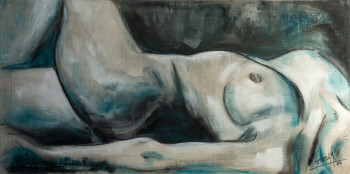 Œuvre contemporaine nommée « Nu allongé bleu », Réalisée par ėCLABOUSSEUR D'ART