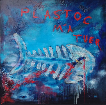 Œuvre contemporaine nommée « Pollution plastique », Réalisée par ANDY BLEU