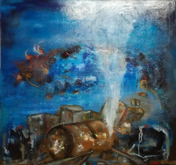 Œuvre contemporaine nommée « CONTENANTS IMMERGÉS », Réalisée par ANDY BLEU