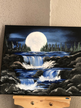 Œuvre contemporaine nommée « Cascade au clair de lune », Réalisée par VAL