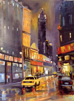 Œuvre contemporaine nommée « NEW YORK le taxi jaune », Réalisée par GILLES CLAIRIN