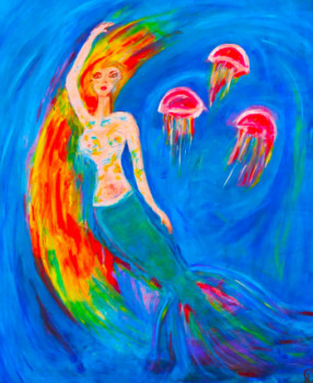 Œuvre contemporaine nommée « Les trois méduses », Réalisée par ANNE SPOK