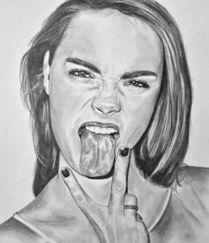 Œuvre contemporaine nommée « PORTRAIT CARA DELEVINGNE », Réalisée par AURELIE FERRARA