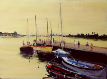 Œuvre contemporaine nommée « ciel jaune sur le vieux-port », Réalisée par GILLES CLAIRIN