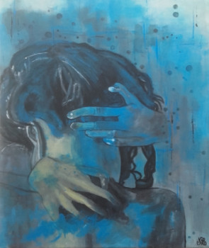 Œuvre contemporaine nommée « Tableau contemporain femme colore - Lady blue », Réalisée par NADEGEPAINTER