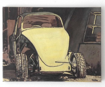 Œuvre contemporaine nommée « Tableau voiture vintage - Dodoche », Réalisée par NADEGEPAINTER