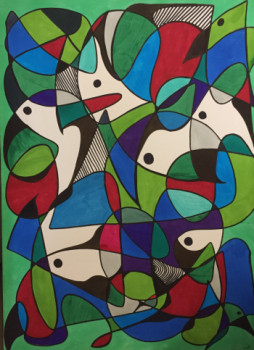 Œuvre contemporaine nommée « Les oiseaux », Réalisée par AXIOME
