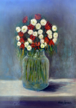 Œuvre contemporaine nommée « fleurs dans vase », Réalisée par MARC LEJEUNE