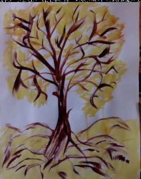 Œuvre contemporaine nommée « l'arbre jaune », Réalisée par VIVIANE