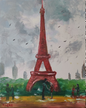 Œuvre contemporaine nommée « Les amoureux à Paris », Réalisée par KOZAR