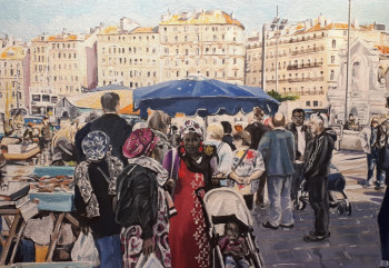 Œuvre contemporaine nommée « Un samedi sur le vieux port », Réalisée par FRANCIS STANZIONE