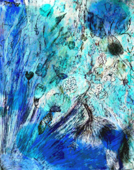 Œuvre contemporaine nommée « Le bleu à l'envers. », Réalisée par MITRA SHAHKAR