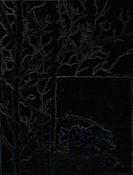 Œuvre contemporaine nommée « arbres dans la nuit. », Réalisée par MITRA SHAHKAR