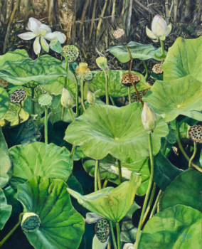 Œuvre contemporaine nommée « Les Lotus et le Reve », Réalisée par JO PAINTER