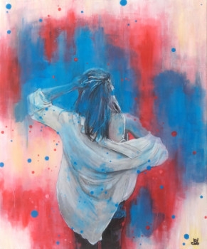 Œuvre contemporaine nommée « Tableau pop art femme colore - rêveries », Réalisée par NADEGEPAINTER