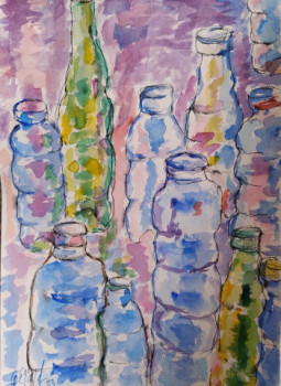Œuvre contemporaine nommée « Les bouteilles plastique », Réalisée par GéRARD JOURNO