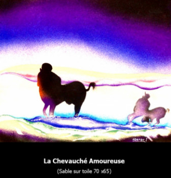 Œuvre contemporaine nommée « LA CHEVAUCHE AMOUREUSE », Réalisée par NSAMBU I