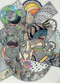 Œuvre contemporaine nommée « bulles vertes », Réalisée par éLODIE SANOGO