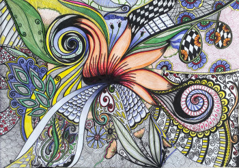 Œuvre contemporaine nommée « fleur d'été », Réalisée par éLODIE SANOGO