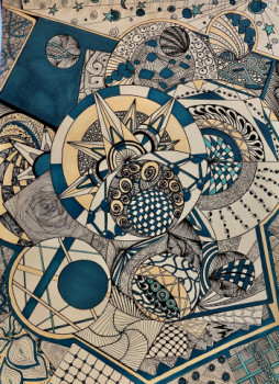 Œuvre contemporaine nommée « zones bleues », Réalisée par éLODIE SANOGO