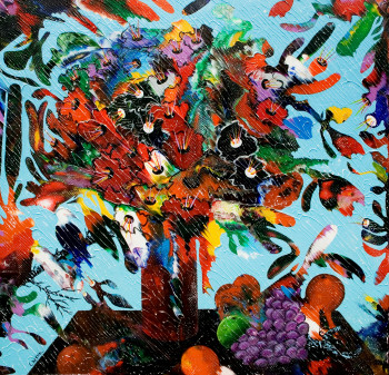 Œuvre contemporaine nommée « "CARSONISME" Fleurs enlacés aux chants des oiseaux parfumés - Sold/Vendu - Estimation : 75 000 € », Réalisée par CHARLES CARSON, GMBA, CREATEUR DU MOUVEMENT 'CARSONISME'