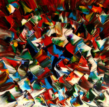 Œuvre contemporaine nommée « Les îles turquoise - Sold / Vendu - Estimation : 30 000 € », Réalisée par CHARLES CARSON, GMBA, CREATEUR DU MOUVEMENT 'CARSONISME'