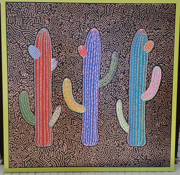 Œuvre contemporaine nommée « Trois cactus », Réalisée par RENAUD BARREYAT