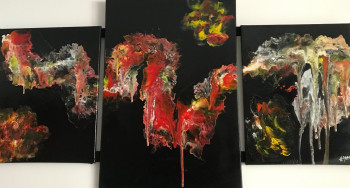 Œuvre contemporaine nommée « triptyque de feu », Réalisée par HESSE