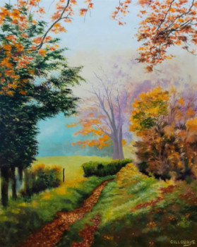 Œuvre contemporaine nommée « Un chemin pendant l'automne », Réalisée par ANDRé GILLOUAYE