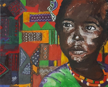Œuvre contemporaine nommée « Garçon Tissage et Métissage », Réalisée par BRIGI'ART