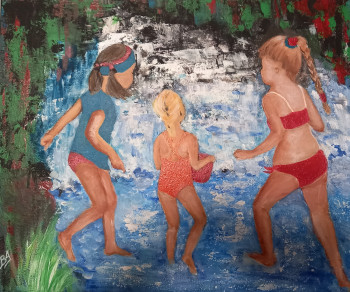 Œuvre contemporaine nommée « Les filles en maillot de bain », Réalisée par BRIGI'ART
