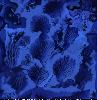 Œuvre contemporaine nommée « " Blue night " », Réalisée par MALIWAN DELPHINE SENN
