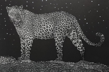 Œuvre contemporaine nommée « Léopard noir », Réalisée par JACKY ROUGET