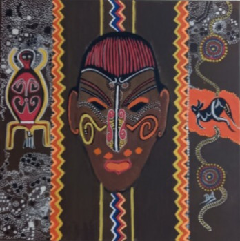 Œuvre contemporaine nommée « Aborigène 1 », Réalisée par BRIGI'ART