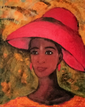 Œuvre contemporaine nommée « Femme rayon chapeau 4 », Réalisée par BRIGI'ART