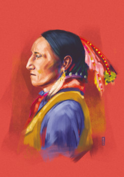 Œuvre contemporaine nommée « Amérindien Portrait 2 », Réalisée par NOMé