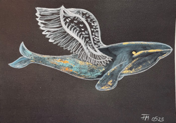 Œuvre contemporaine nommée « La baleine volante », Réalisée par FRéDéRICK MEUNIER