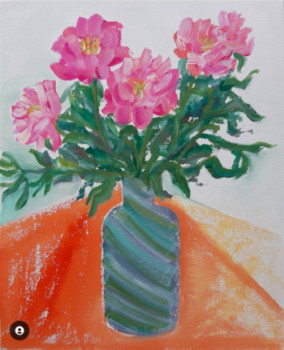 Œuvre contemporaine nommée « Bouquet de pivoines alla prima », Réalisée par BONNEAU-MARRON