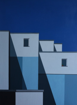 Œuvre contemporaine nommée « Les maisons bleues », Réalisée par PADDY