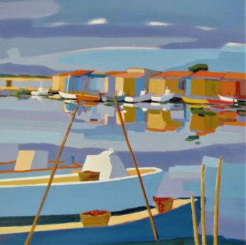 Œuvre contemporaine nommée « Sète, barques à la Pointe Courte », Réalisée par JEAN-NOëL LE JUNTER