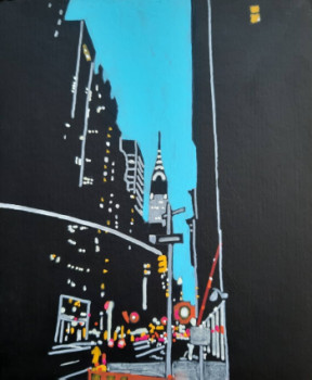 Œuvre contemporaine nommée « New York, paysage nocturne », Réalisée par BONNEAU-MARRON