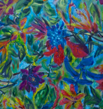 Œuvre contemporaine nommée « fleurs sous le ciel bleu », Réalisée par GéRARD JOURNO