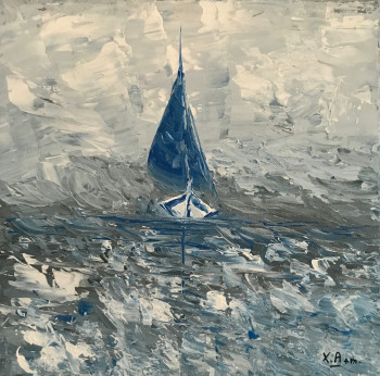 Œuvre contemporaine nommée « Voile bleu », Réalisée par XAM