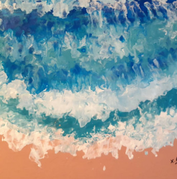 Œuvre contemporaine nommée « La vague et sable rose », Réalisée par XAM