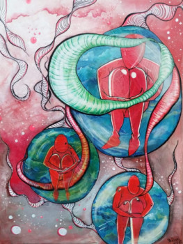 Œuvre contemporaine nommée « Dans ma bulle », Réalisée par MARIE PITRAS ~ CHLOMAJE ~