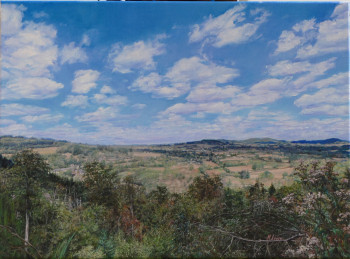 Œuvre contemporaine nommée « {"fr":"\"Roussillon en Morvan vu de la route du Mizieux\"","en":"\"Roussillon en Morvan vu de la route du Mizieux\""} », Réalisée par MONIQUE LOWY